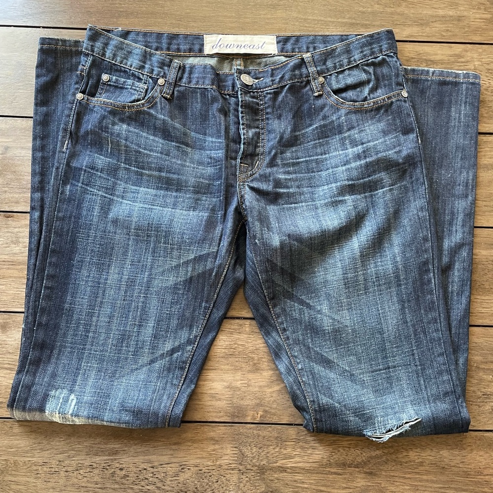 Downeast Denim Jeans 👖Size 10 Long, 43 Inch Long, Button Up, Dark Wash